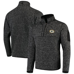 Green Bay Packers Antigua Fortune Quarter-Zip Pullover Jacket Heather Black