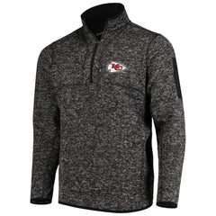 Kansas City Chiefs Antigua Fortune Quarter-Zip Pullover Jacket Heather Black