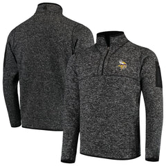 Minnesota Vikings Antigua Fortune Quarter-Zip Pullover Jacket Heather Black