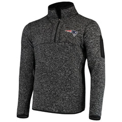 New England Patriots Antigua Fortune Quarter-Zip Pullover Jacket Heather Black