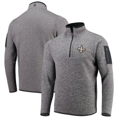 New Orleans Saints Antigua Fortune Quarter-Zip Pullover Jacket Charcoal