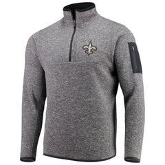 New Orleans Saints Antigua Fortune Quarter-Zip Pullover Jacket Charcoal