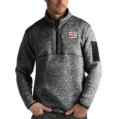 New York Giants Antigua Fortune Quarter-Zip Pullover Jacket Heather Black