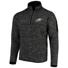 Philadelphia Eagles Antigua Fortune Quarter-Zip Pullover Jacket Heather Black