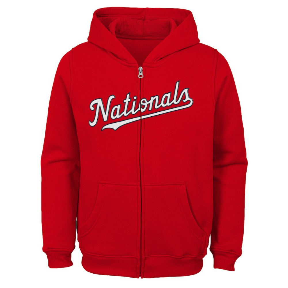 Washington Nationals Youth Team Color Wordmark Full-Zip Hoodie - Red - MLB Sale