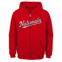 Washington Nationals Youth Team Color Wordmark Full-Zip Hoodie - Red - MLB Sale