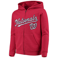 Washington Nationals Youth Team Color Wordmark Full-Zip Hoodie - Red - MLB Sale