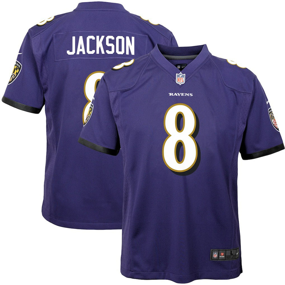 Nike Lamar Jackson Baltimore Ravens Youth Game Jersey Purple