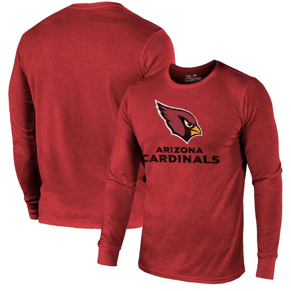 Arizona Cardinals Majestic Threads Lockup Tri-Blend Long Sleeve T-Shirt Cardinal
