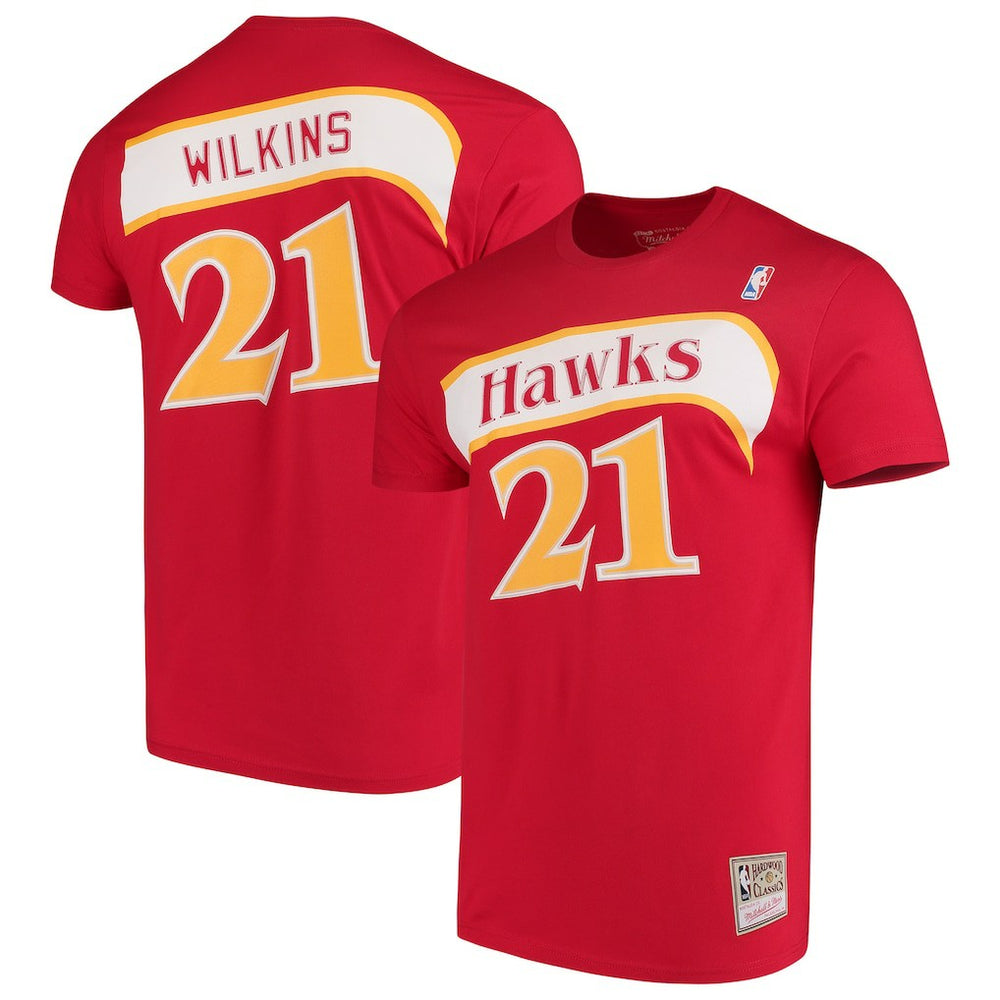 Dominique Wilkins Atlanta Hawks Hardwood Classics Team Name & Number T-Shirt Red | Mitchell & Ness online