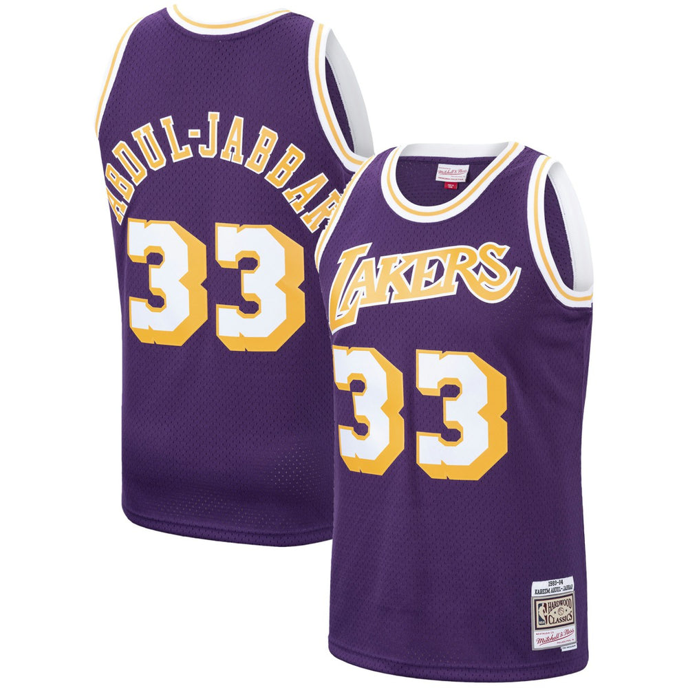 Kareem Abdul-Jabbar Los Angeles Lakers Hardwood Classics Swingman Jersey Purple | Mitchell & Ness online