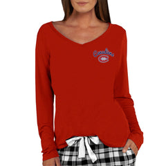 Montreal Canadiens Concepts Sport Women's Marathon Knit Long Sleeve V-Neck Top - Red - NHL 3540559