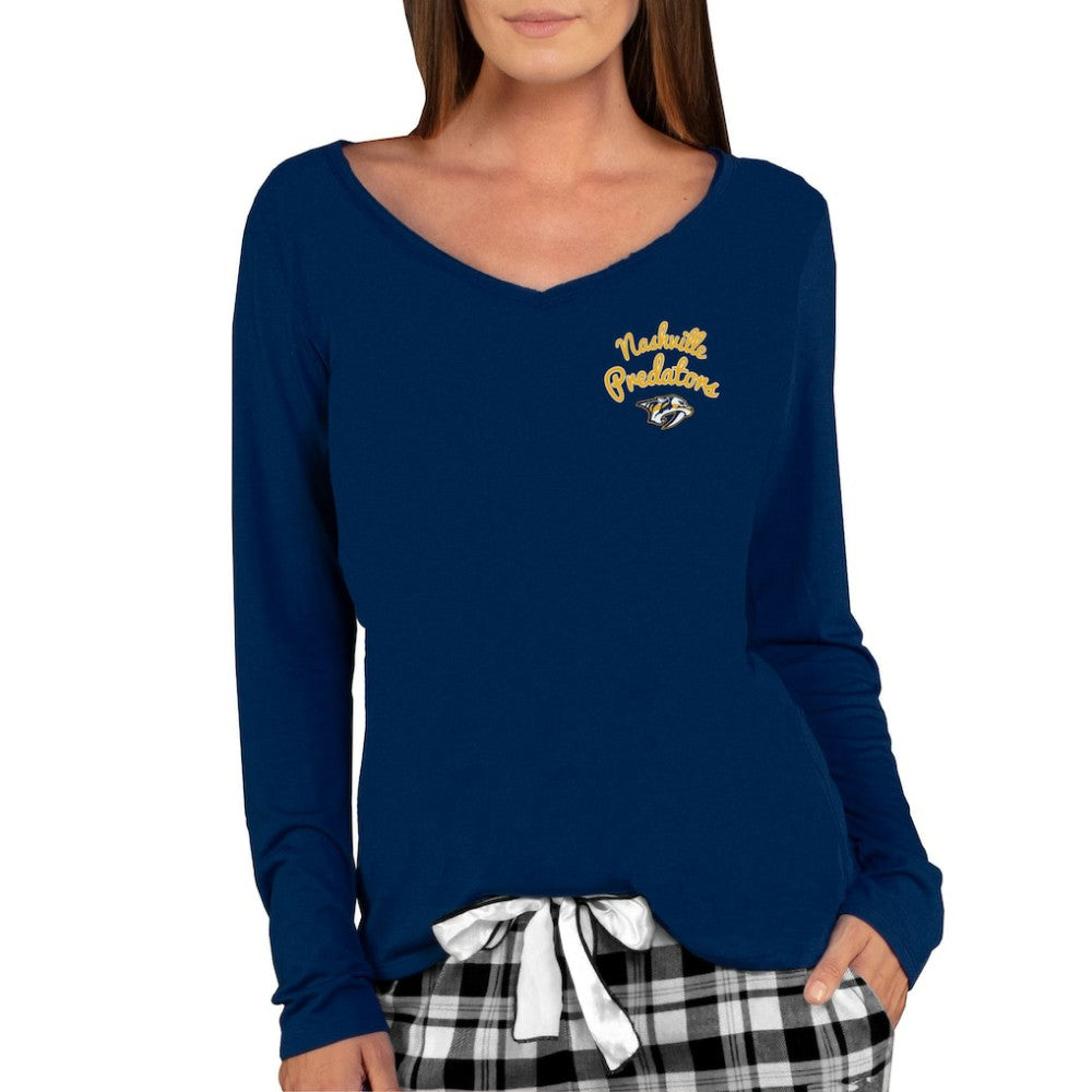 Nashville Predators Concepts Sport Women's Marathon Knit Long Sleeve V-Neck Top - Navy - NHL 3540575