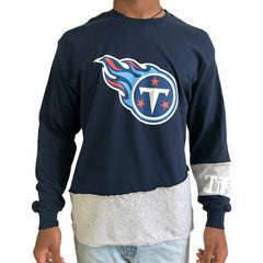 Tennessee Titans Refried Apparel Sustainable Upcycled Angle Long Sleeve T-Shirt Navy/Gray