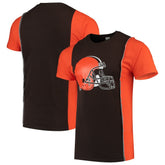 Cleveland Browns Refried Apparel Sustainable Upcycled Split T-Shirt Brown/Orange