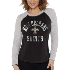 New Orleans Saints Touch Women's Waffle Raglan Lightweight Long Sleeve T-Shirt Black