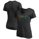 Los Angeles Lakers Women's Team Pride Wordmark V-Neck T-Shirt Black