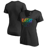 Portland Trail Blazers Women's Team Pride Wordmark V-Neck T-Shirt Black