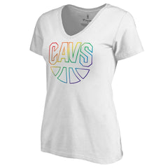 Cleveland Cavaliers Women's Team Pride Wordmark V-Neck T-Shirt White