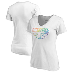Sacramento Kings Women's Team Pride Wordmark V-Neck T-Shirt White