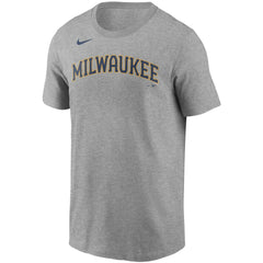 Christian Yelich Milwaukee Brewers Nike Name & Number T-Shirt - Gray - Nike Discount