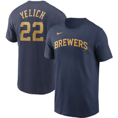 Christian Yelich Milwaukee Brewers Nike Name & Number T-Shirt - Navy - Nike Online