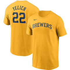 Christian Yelich Milwaukee Brewers Nike Name & Number T-Shirt - Gold - Nike Online