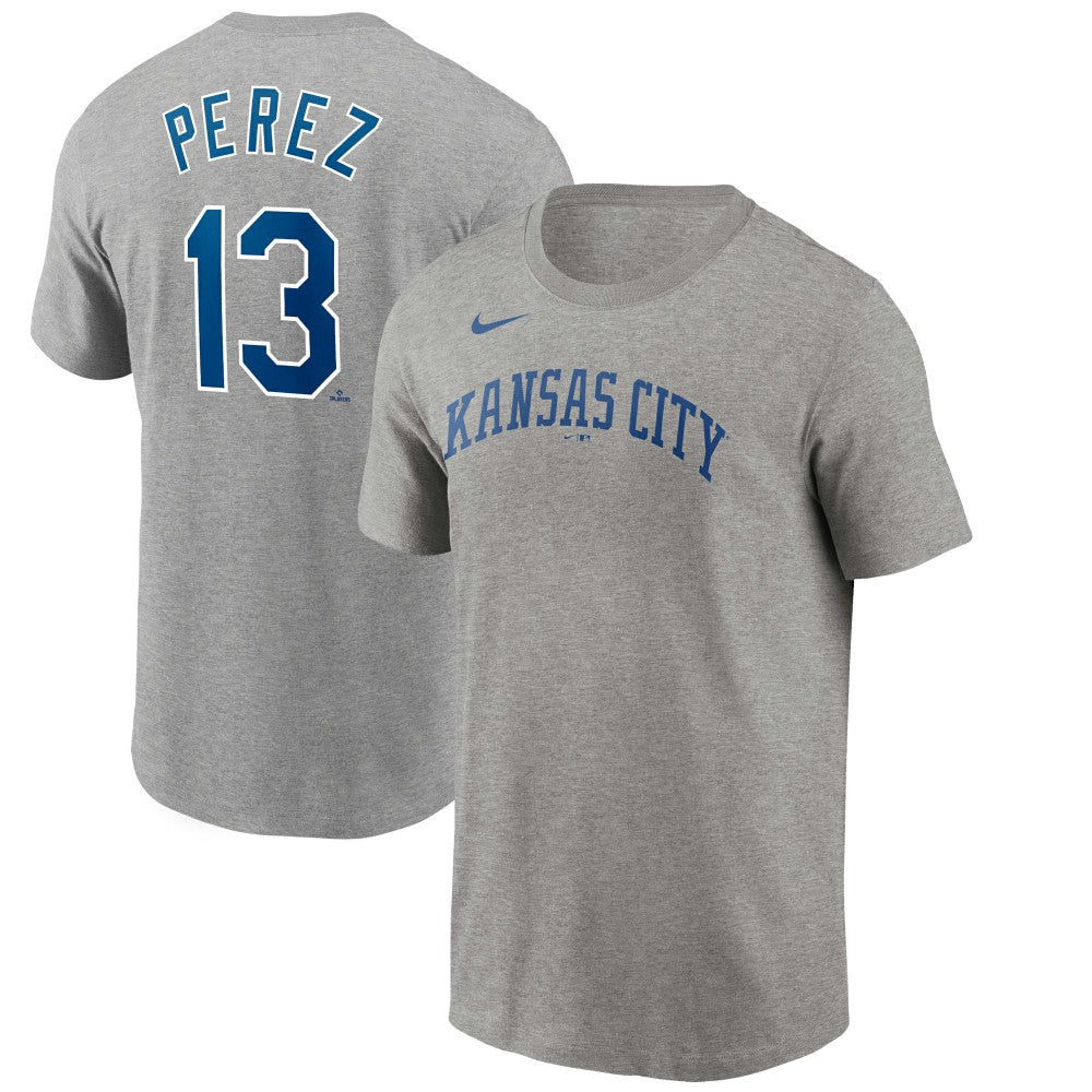 Salvador Perez Kansas City Royals Nike Name & Number T-Shirt - Gray - Nike Lifestyle