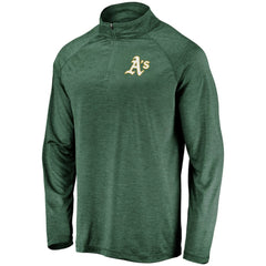 Athletics Fanatics Iconic Striated Primary Logo Raglan Quarter-Zip Pullover Jacket - Green - Fanatics Discount