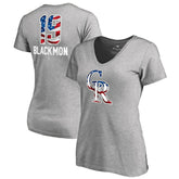 Charlie Blackmon Colorado Rockies Women's Banner Wave Name & Number V-Neck T-Shirt - Heathered Gray - MLB Lifestyle