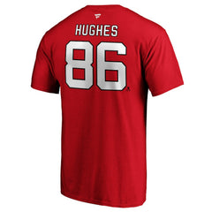 Jack Hughes New Jersey Devils Fanatics Authentic Stack Player Name & Number T-Shirt - Red - NHL 3607200