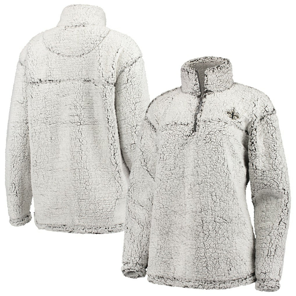 New Orleans Saints G-III 4Her by Carl Banks Women's Sherpa Quarter-Zip Pullover Jacket Gray