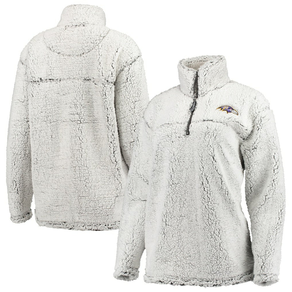 Baltimore Ravens G-III 4Her by Carl Banks Women's Sherpa Quarter-Zip Pullover Jacket Gray