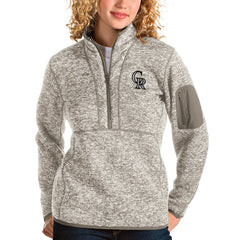 Colorado Rockies Antigua Women's Fortune Quarter-Zip Pullover Jacket - Oatmeal - MLB Online