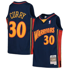 Stephen Curry Golden State Warriors Youth 2009-10 Hardwood Classics Swingman Throwback Jersey for sale Navy | Mitchell & Ness