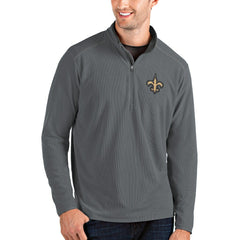 New Orleans Saints Antigua Glacier Quarter-Zip Pullover Jacket Gray/Gray
