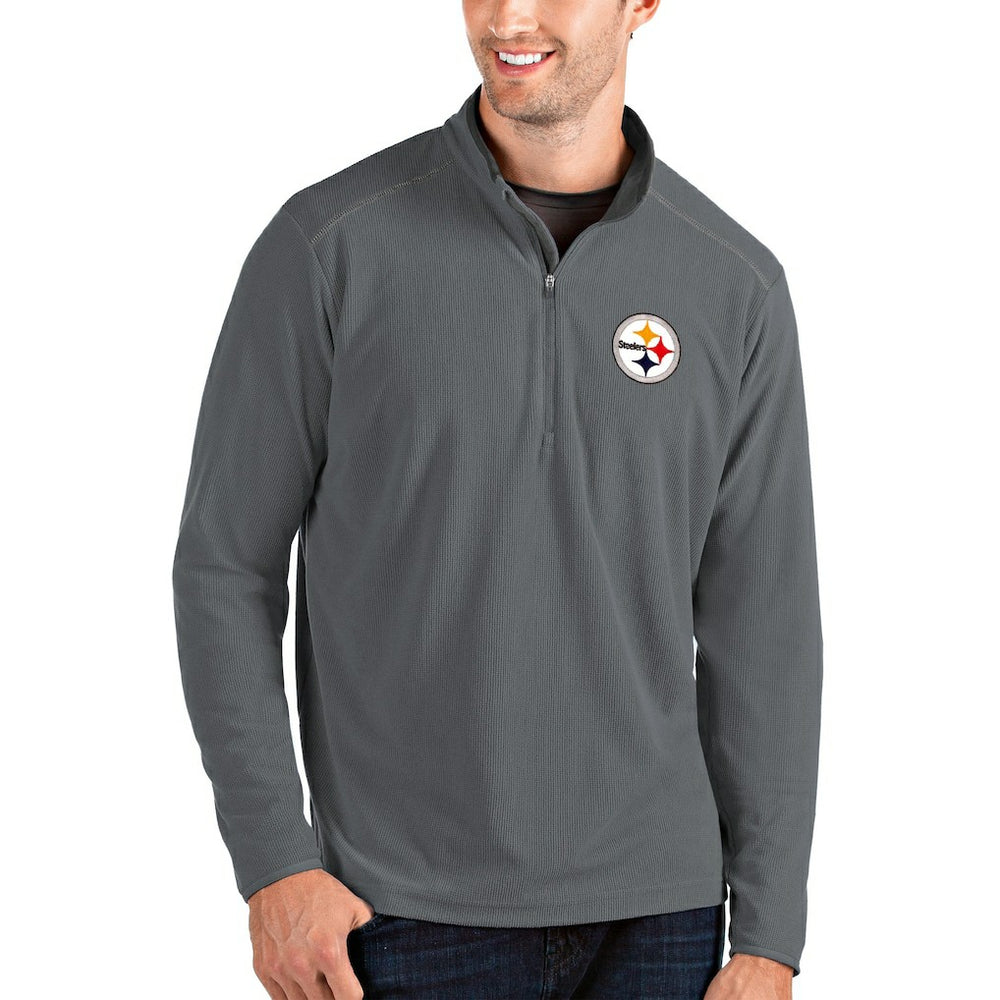 Pittsburgh Steelers Antigua Glacier Quarter-Zip Pullover Jacket Gray/Gray