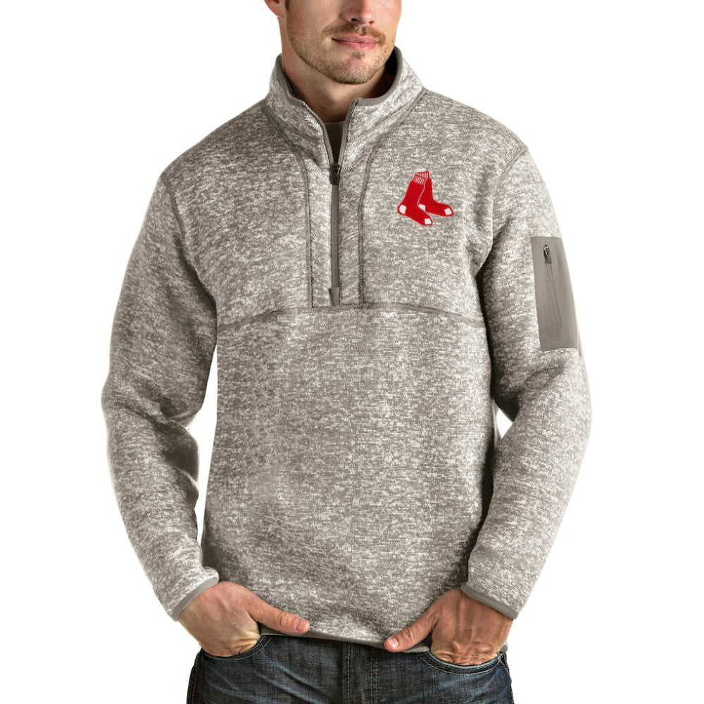 Boston Red Sox Antigua Fortune Quarter-Zip Pullover Jacket - Oatmeal - MLB Online