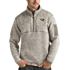 Baltimore Ravens Antigua Fortune Quarter-Zip Pullover Jacket Oatmeal