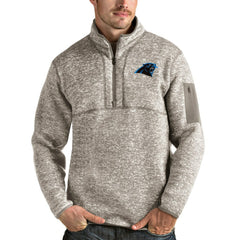 Carolina Panthers Antigua Fortune Quarter-Zip Pullover Jacket Oatmeal