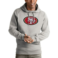 San Francisco 49ers Antigua Victory Pullover Hoodie Heather Gray