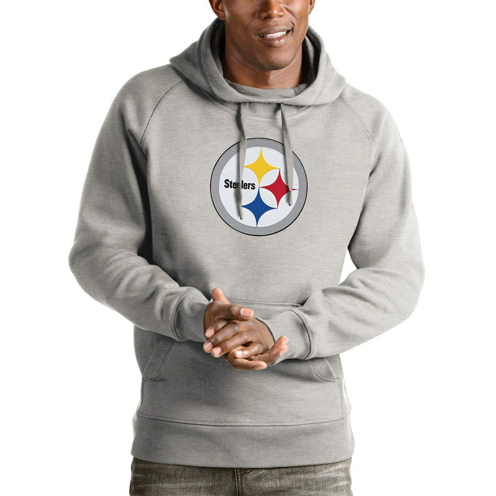 Pittsburgh Steelers Antigua Victory Pullover Hoodie Heather Gray