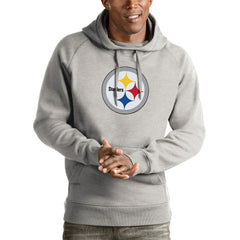 Pittsburgh Steelers Antigua Victory Pullover Hoodie Heather Gray