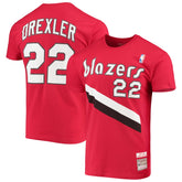 Clyde Drexler Portland Trail Blazers Hardwood Classics Player Name & Number T-Shirt Red | Mitchell & Ness online