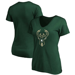 Milwaukee Bucks Women's Primary Logo Team V-Neck T-Shirt Hunter Green | Fanatics online