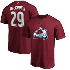 Nathan MacKinnon Colorado Avalanche Fanatics Authentic Stack Player Name & Number T-Shirt - Burgundy - NHL 3706505