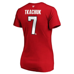 Brady Tkachuk Ottawa Senators Fanatics Women's Authentic Stack Name & Number V-Neck T-Shirt - Red - NHL 3706594