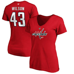 Tom Wilson Washington Capitals Fanatics Women's Authentic Stack Name & Number V-Neck T-Shirt - Red - NHL 3706599