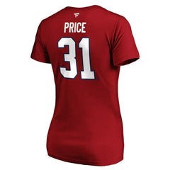 Carey Price Montreal Canadiens Fanatics Women's Authentic Stack Name & Number V-Neck T-Shirt - Red - NHL 3706658