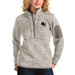 San Jose Sharks Antigua Women's Fortune Half-Zip Sweatshirt - Oatmeal - NHL 3719054